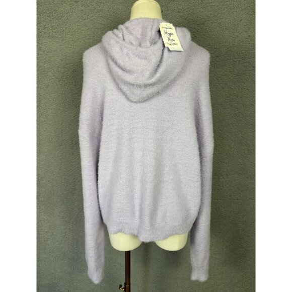 Hippie Rose  Juniors' Fuzzy Dropped-Shoulder Hoodie Lavender HazePurple XL NWT's - Picture 5 of 8